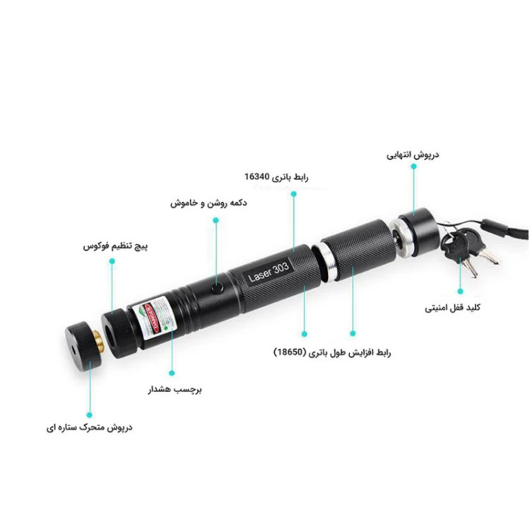 «لیزر تاکتیکال قدرتمند Small Sun ZY-303 - همراه با پک کامل و جعبه ضربهگیر»